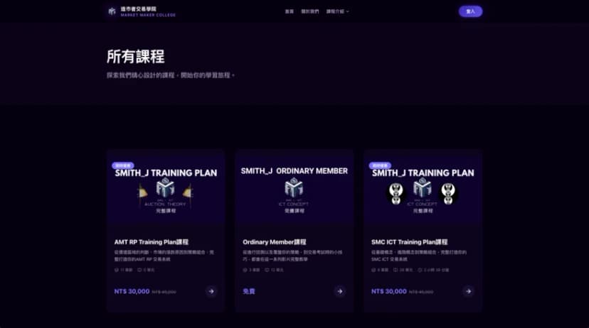造市者交易學院課程列表：SMC ICT、AMT RP 訓練課程