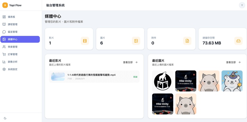 Yapi Flow 後台管理系統截圖